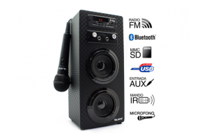 Joybox Karaoke con Bluetooth, Lector SD y USB, Radio y Micrófono Biwond